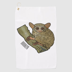 Tarsier cartoon illustration golf towel