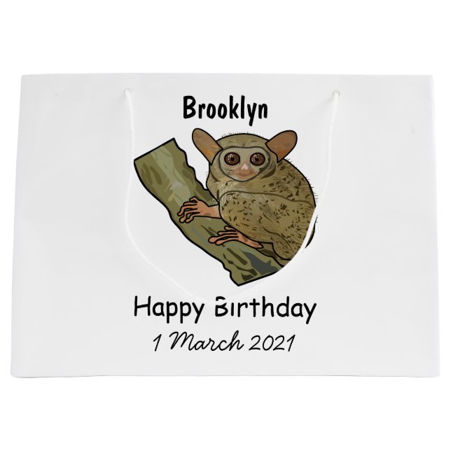 Tarsier cartoon illustration large gift bag (Front)