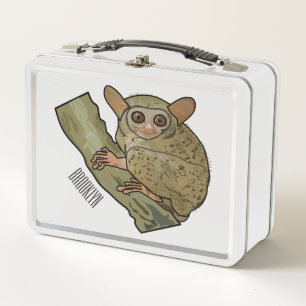 Tarsier cartoon illustration metal lunch box