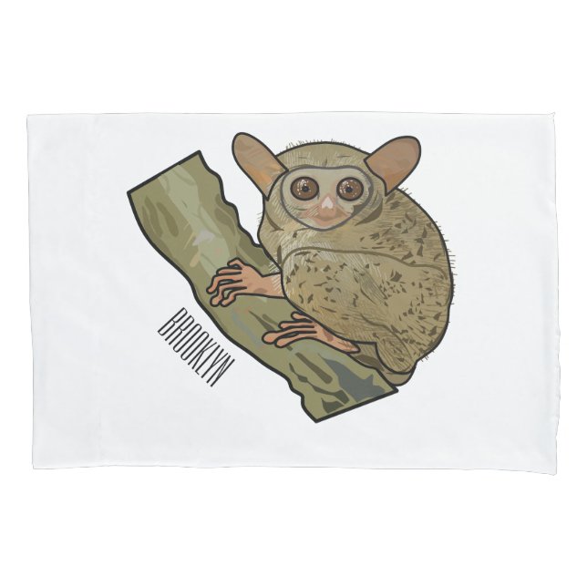 Tarsier cartoon illustration pillowcase (Front)