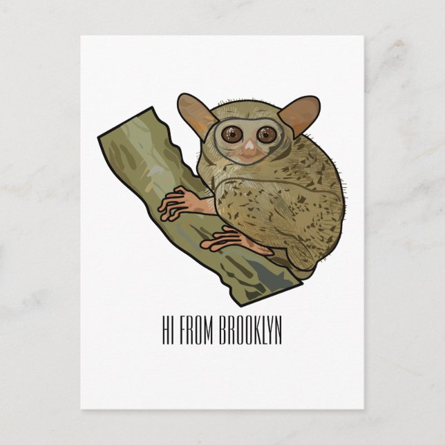 Tarsier cartoon illustration postcard (Front)