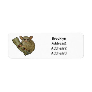 Tarsier cartoon illustration return address label