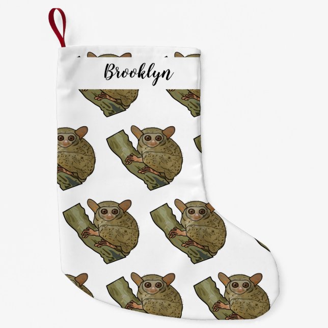 Tarsier cartoon illustration small christmas stocking (Front)