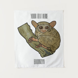 Tarsier cartoon illustration tapestry