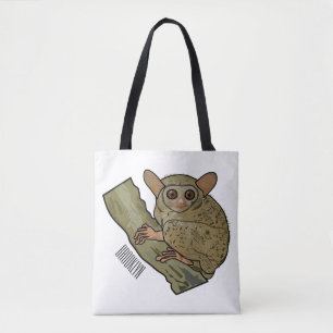 Tarsier cartoon illustration tote bag