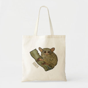 Tarsier cartoon illustration tote bag