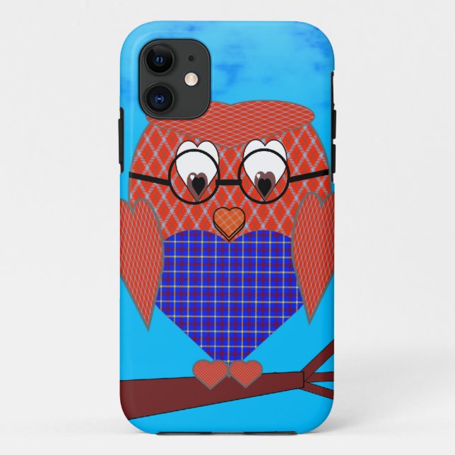 Tartan and Hearts Owl Case-Mate iPhone Case (Back)