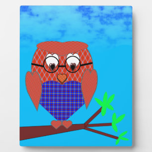 Tartan and Hearts Owl Plaque