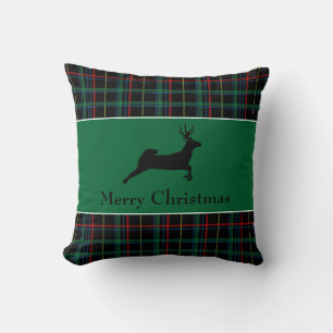 Tartan and Reindeer Christmas Cushion