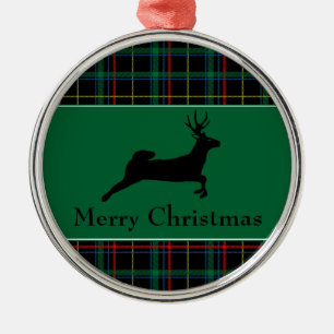 Tartan and Reindeer Christmas Metal Ornament