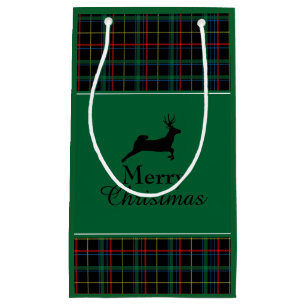 Tartan and Reindeer Christmas Small Gift Bag