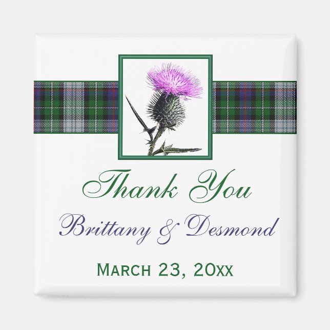 Tartan and Thistle Wedding Favour Magnet (Front)