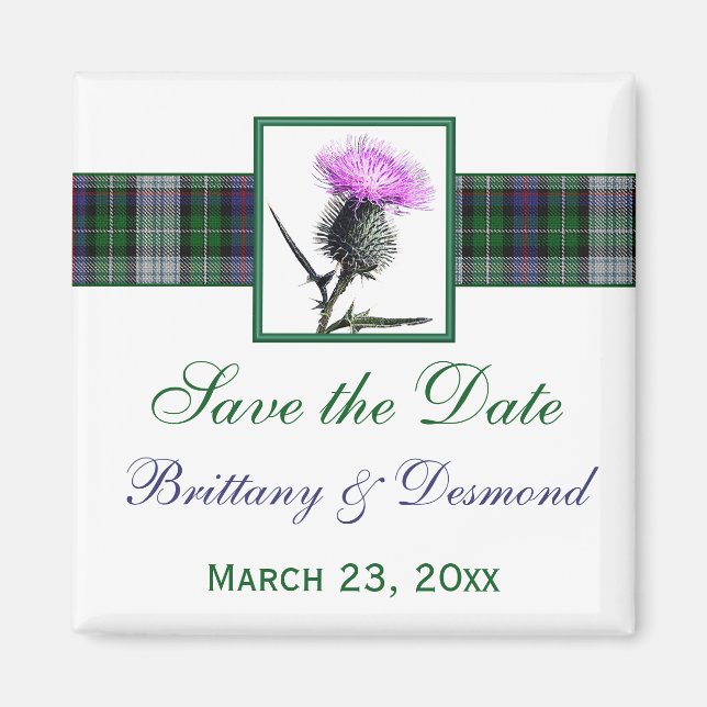 Tartan and Thistle Wedding Save the Date Magnet (Front)