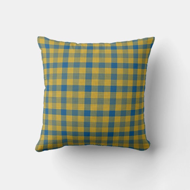 Tartan Background, Blue and Yellow, Cushion (Back)