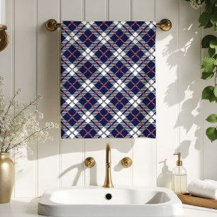 Tartan Bath Towel Coral Navy Gift for Birthdays