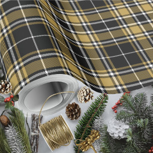 Tartan - Black CaramelGold OffWhite Wrapping Paper