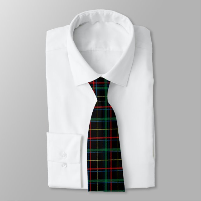 Tartan (Black, Green & Red) Pattern Tie (Tied)