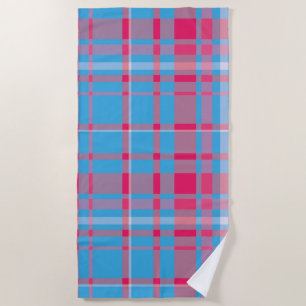 Tartan blue and red beach towel