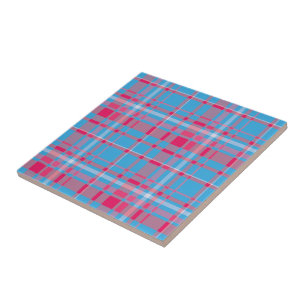 Tartan blue and red ceramic tile