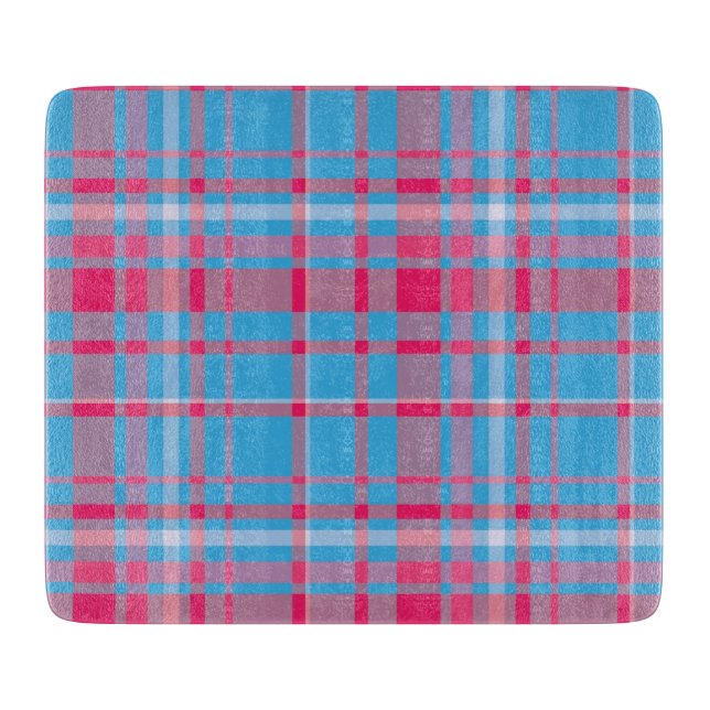 Tartan blue and red cutting board (Front)