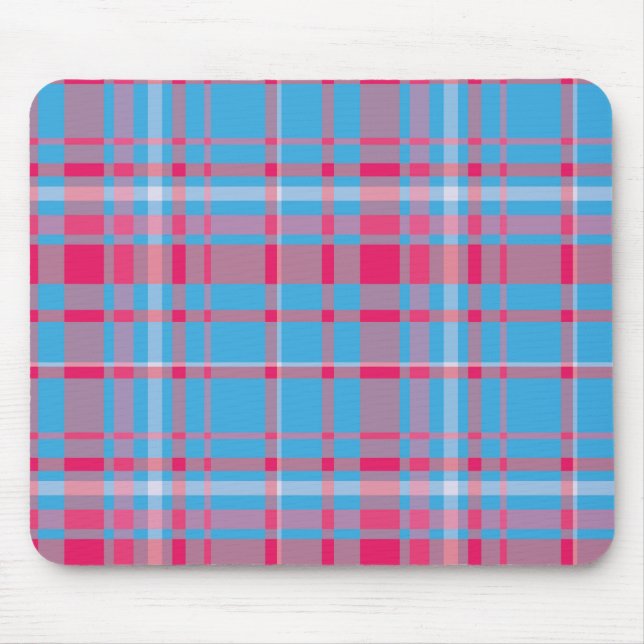 Tartan blue and red mouse pad (Front)