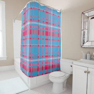 Tartan blue and red shower curtain