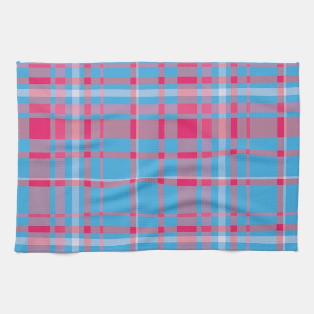 Tartan blue and red tea towel (Horizontal)