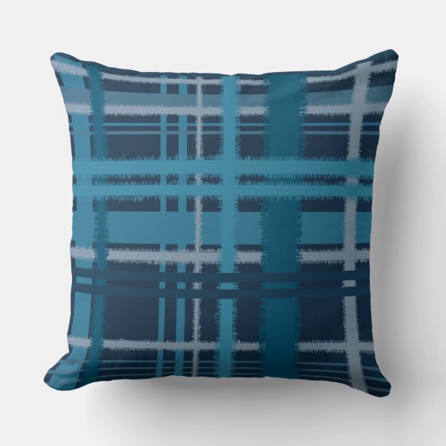 Tartan blue pattern cushion (Front)