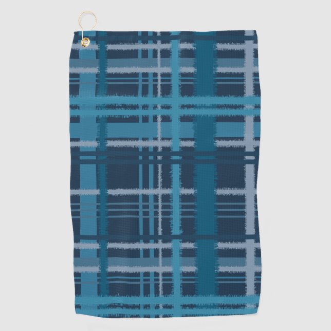 Tartan blue pattern golf towel (Front)