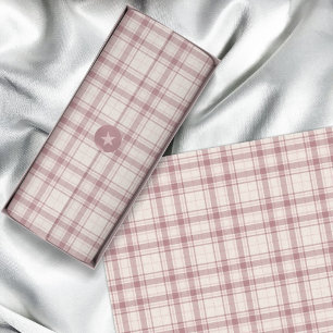 Tartan - Boho Cement White with Light to Dark Pink Tissue Paper