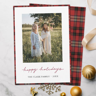 Tartan Border/Back Happy Holidays Photo Card