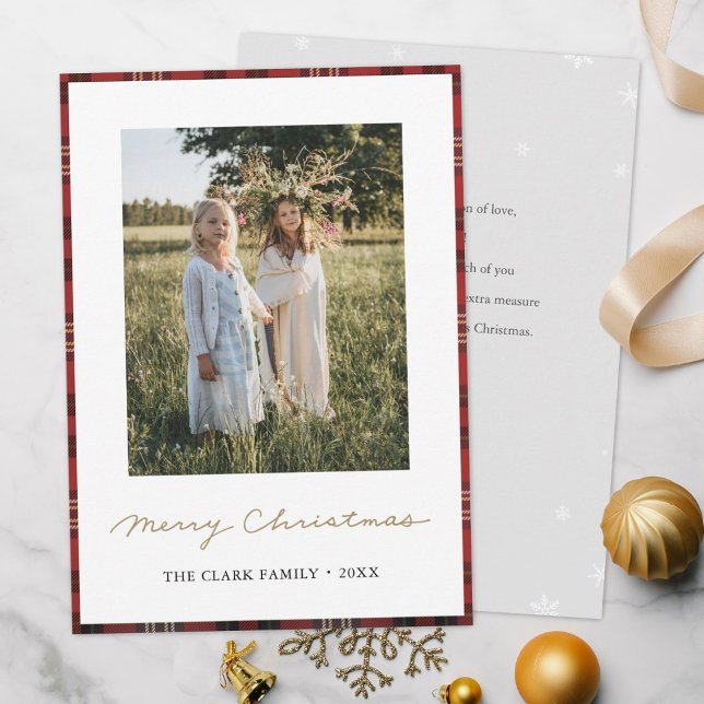 Tartan border Snowflakes Christmas Card (Creator Uploaded)