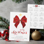 Tartan Bow 2026 Calendar Merry Christmas Calendar Holiday Card<br><div class="desc">For your Holiday greetings, choose this festive and elegant red tartan bow Christmas card, with a full 2026 calendar on the back. The design is available for digital download and printed cards. Festive elegance and sophistication for your holiday wishes. Merry Christmas is written with a modern script font, and the...</div>