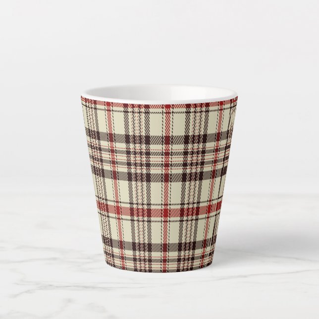 Tartan Brown         Latte Mug (Front)