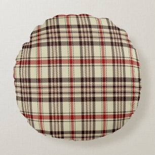 Tartan Brown Round Cushion
