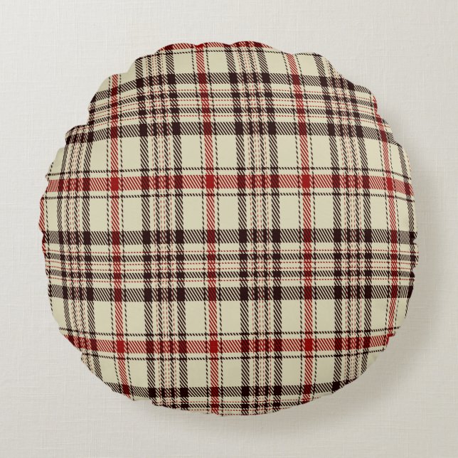 Tartan Brown        Round Cushion (Front)