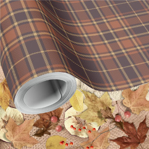 Tartan - Brown - Taupe-Burnt Sienna-Rustic Gold Wrapping Paper