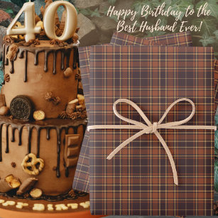 Tartan - Brown - Taupe-Burnt Sienna-Rustic Gold Wrapping Paper Sheet