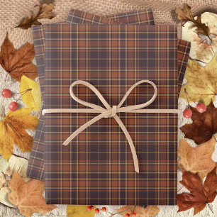 Tartan - Brown - Taupe-Burnt Sienna-Rustic Gold Wrapping Paper Sheet
