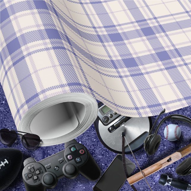 Tartan - Cement White-Dark Purple-Mauve Wrapping Paper (Tartan - Cement White-Dark Purple-Mauve Wrapping Paper by Leapfroglisics Shop)