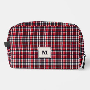 Tartan Check Patterned Stylish Monogrammed Dopp Kit