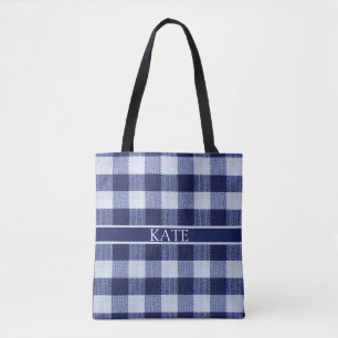 tartan check personalised summer tote bag