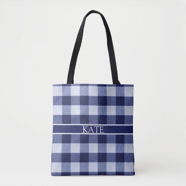tartan check personalised summer tote bag (Front)