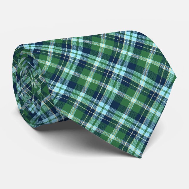 Tartan Check Plaid Kelly Green Two-Sided Tie (Rolled)