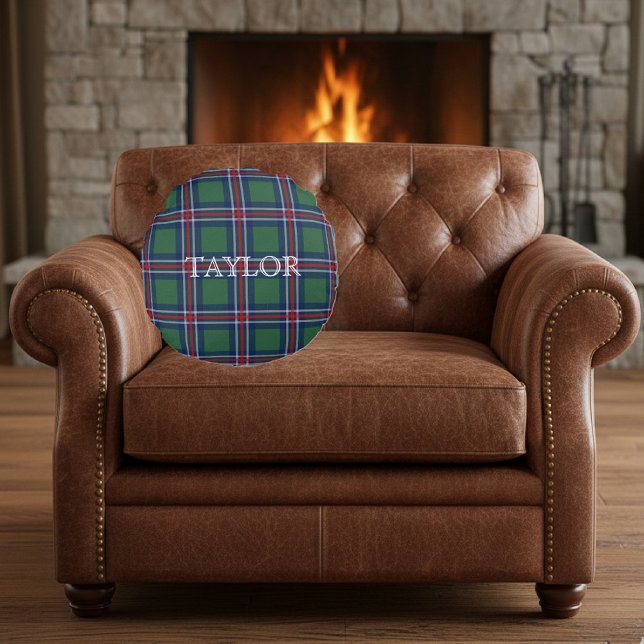 Tartan checkered pattern personalized round cushion (Round tartan pattern pillow)