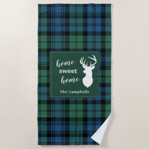 Tartan Christmas Clan Campbell Personalised Plaid Beach Towel
