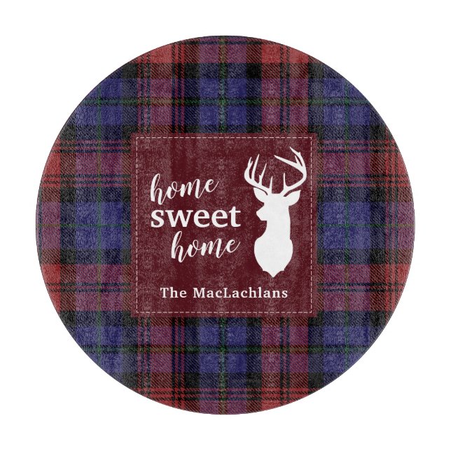 Tartan Christmas Clan MacLachlan Personalise Plaid Cutting Board (Front)