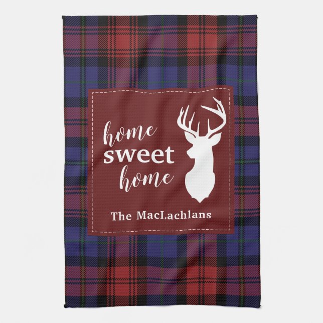 Tartan Christmas Clan MacLachlan Personalised Tea Towel (Vertical)
