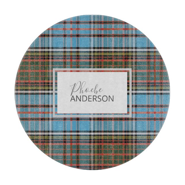 Tartan Clan Anderson Plaid Check Custom Cutting Board (Front)