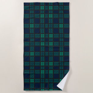 Tartan Clan Black Watch Plaid Blue Green Check Beach Towel